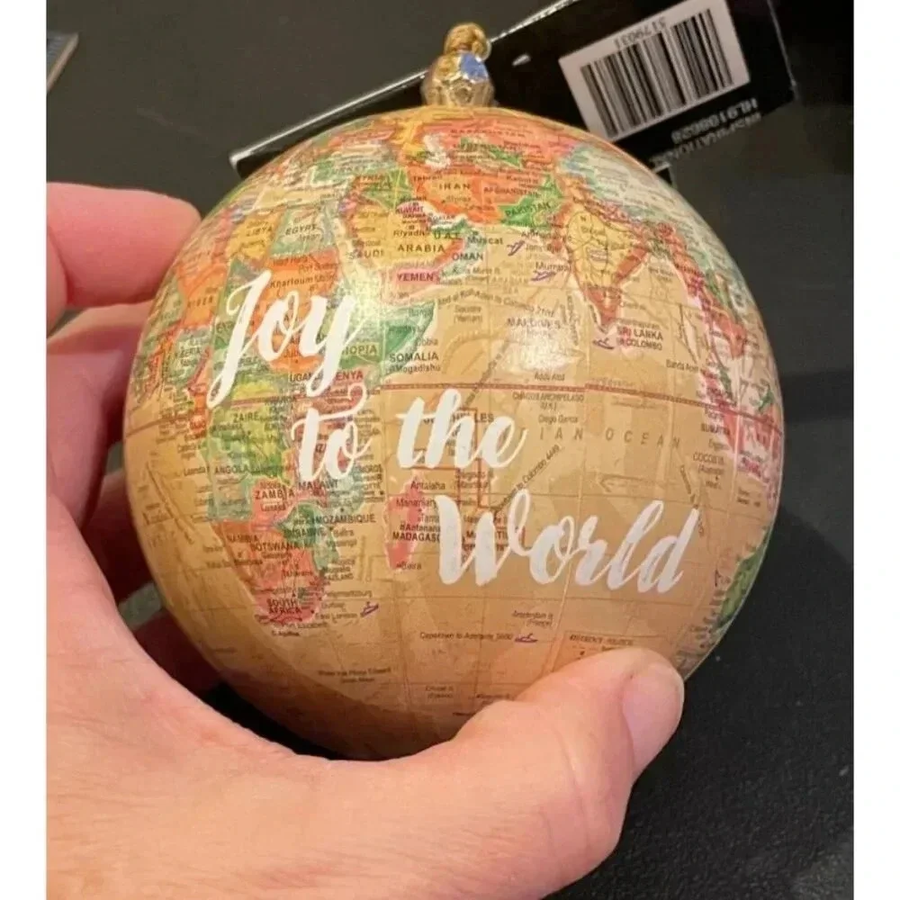 Joy To‎ The World Globe Christmas Holiday Ornament NEW